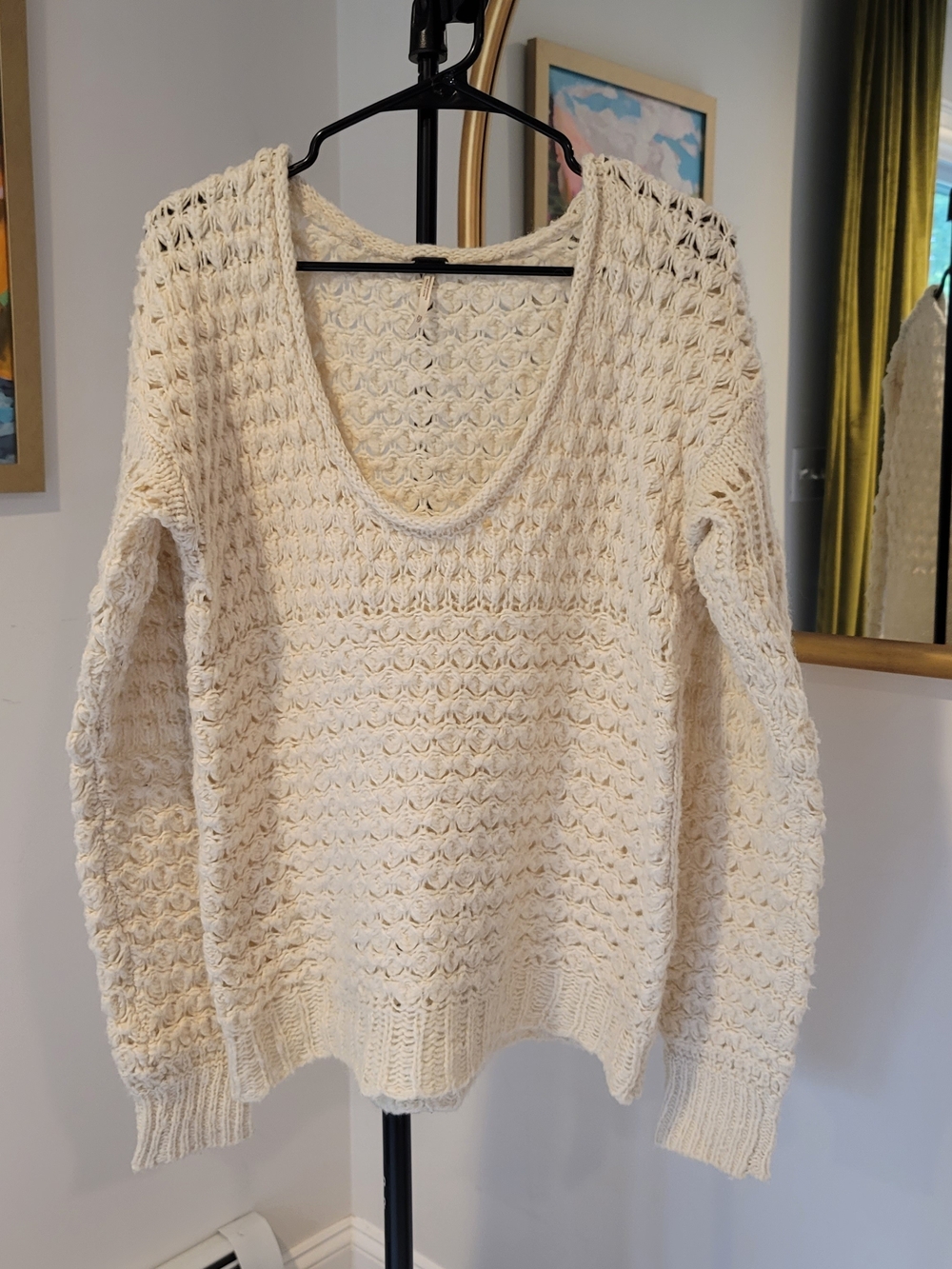 FREE PEOPLE Wool Blend Chunky Knit Oversized Scoop Neck Sweater Women's Size XS